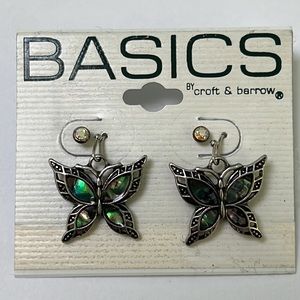 Butterfly dangle earrings and stud set of 2 pair New With Tags